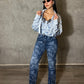 Jeans Flores Cristales