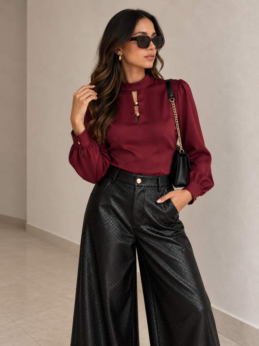 Blusa Satín Burgandy