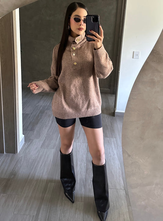 Suéter Cuello Botones