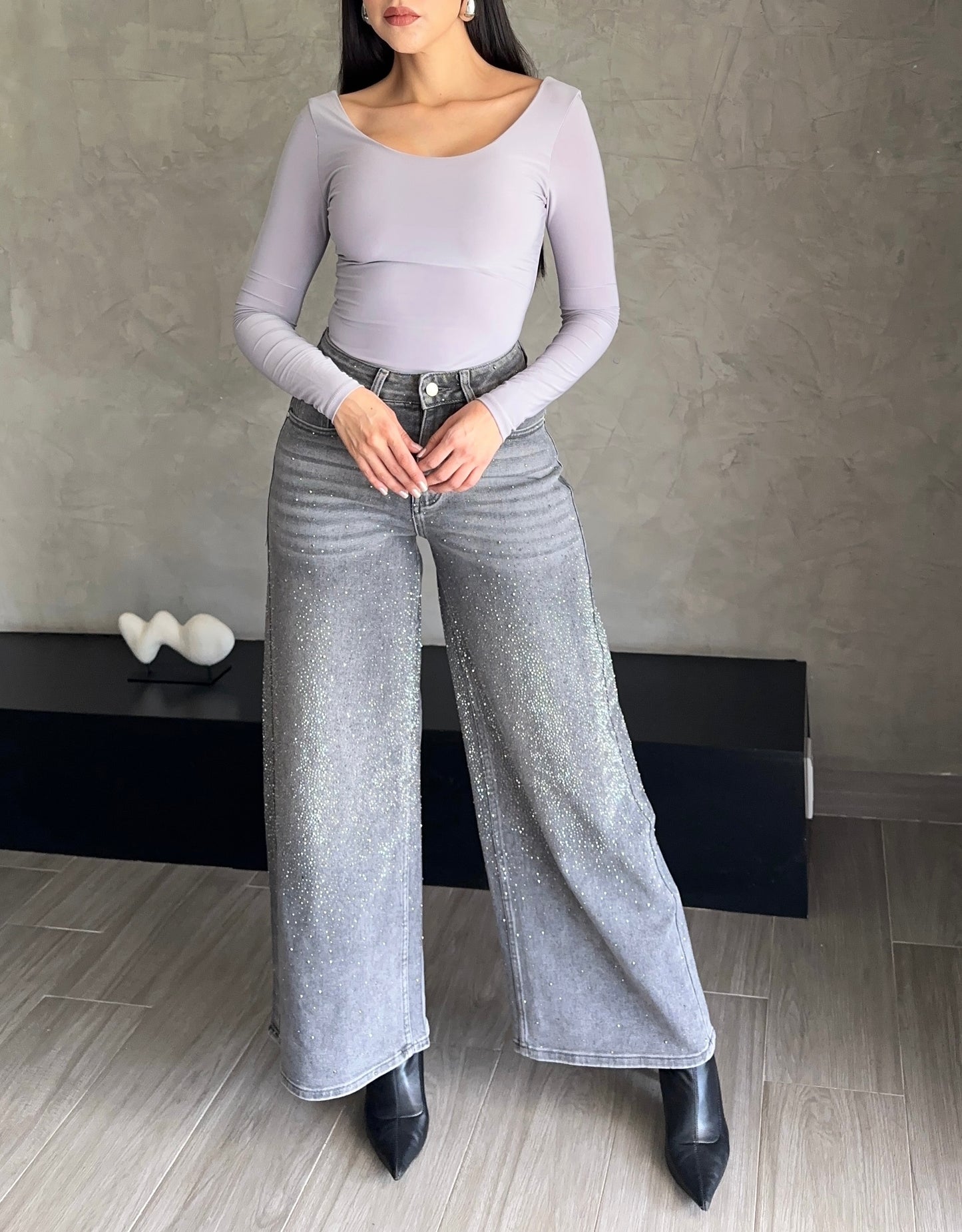 Jeans Gris Brillos