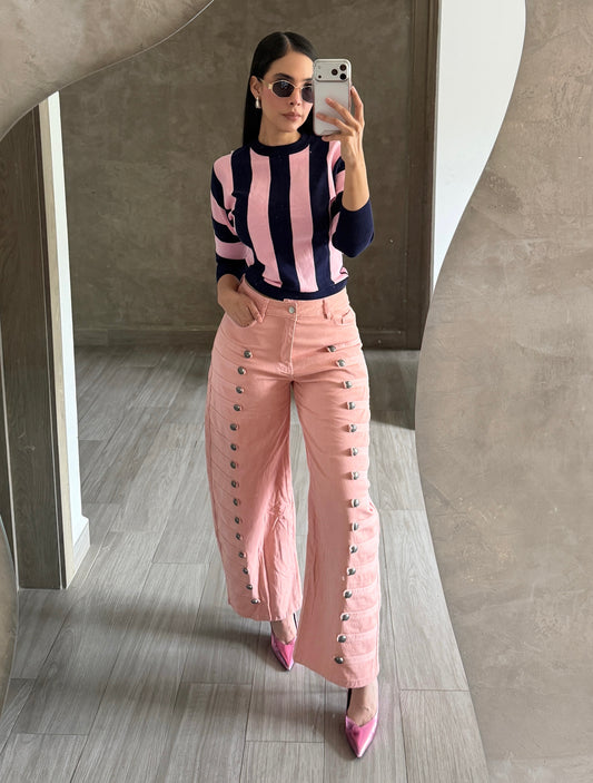 Blusa Rayas Rosa