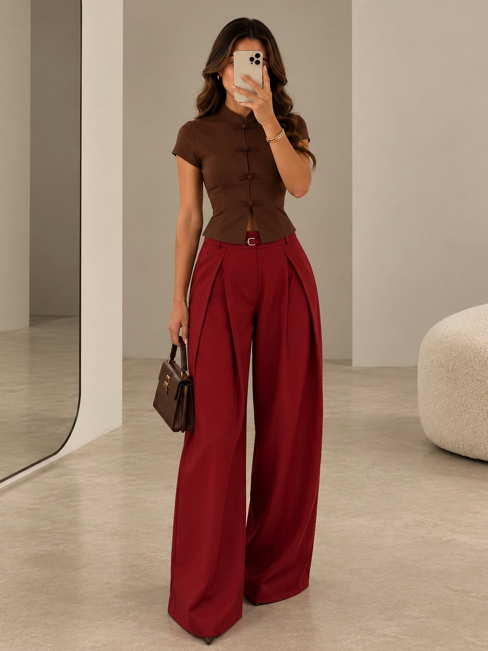 Pantalón Fluido Tinto