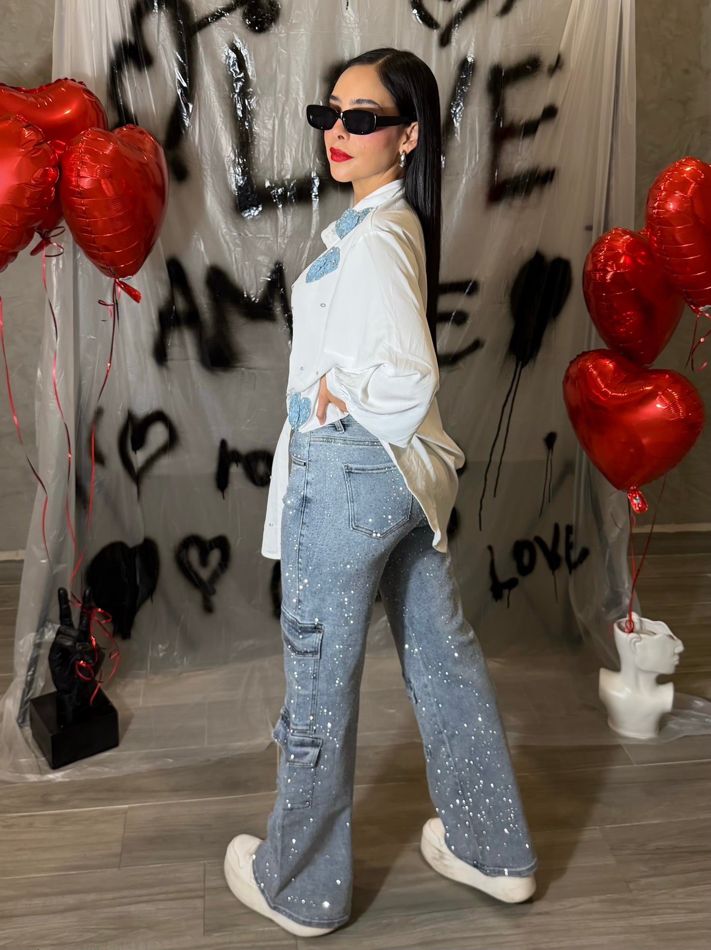 Jeans Cargo Cristales