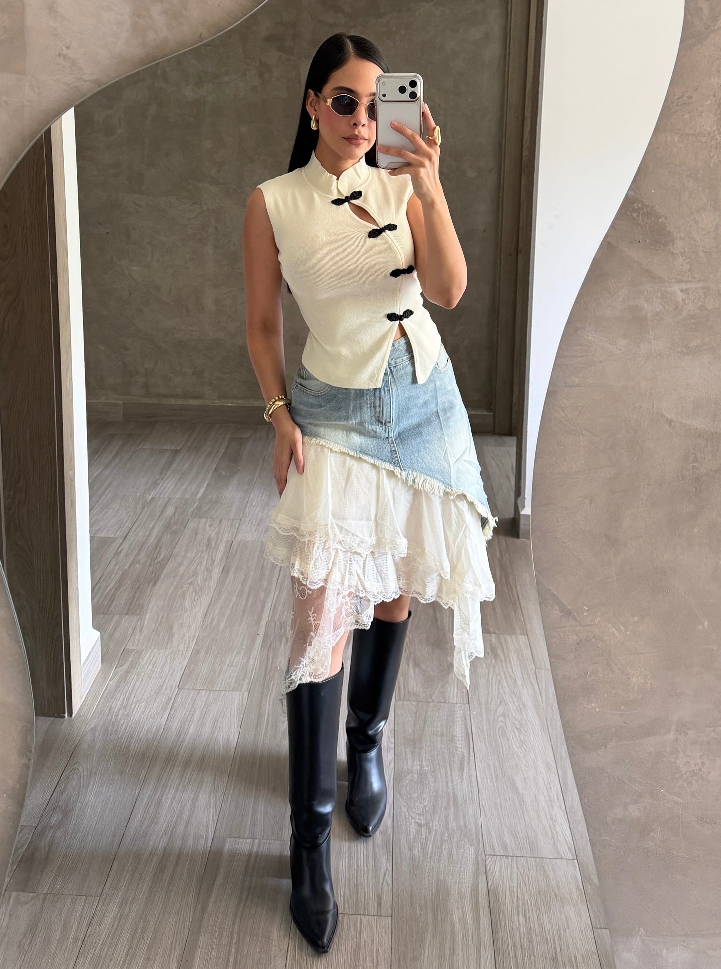 Falda Tull Mezclilla