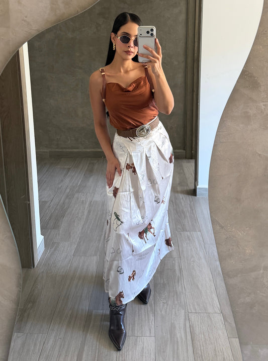 Falda Satinada Caballos