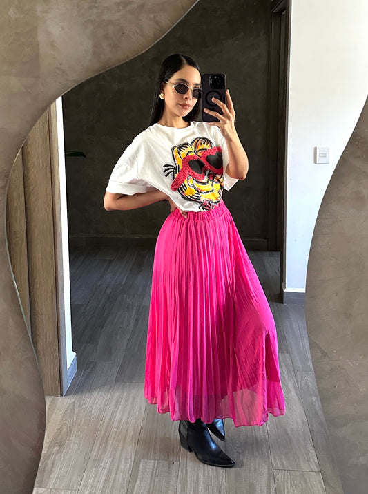 Falda Midi Rosa