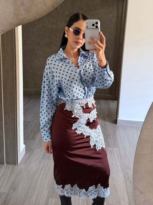 Camisa Satinada Polka