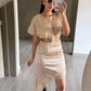 Vestido Beige Satinado