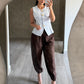 Pantalón Encaje Café