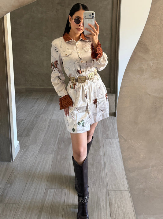 Vestido Satinado Caballos