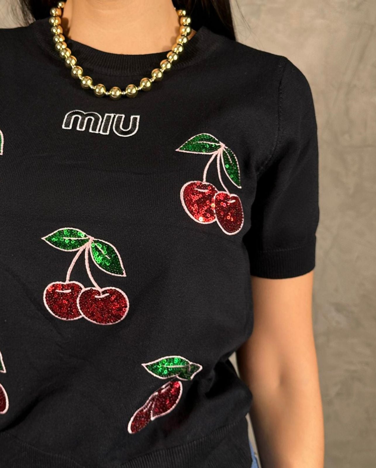 Blusa Miu Cerezas Negra