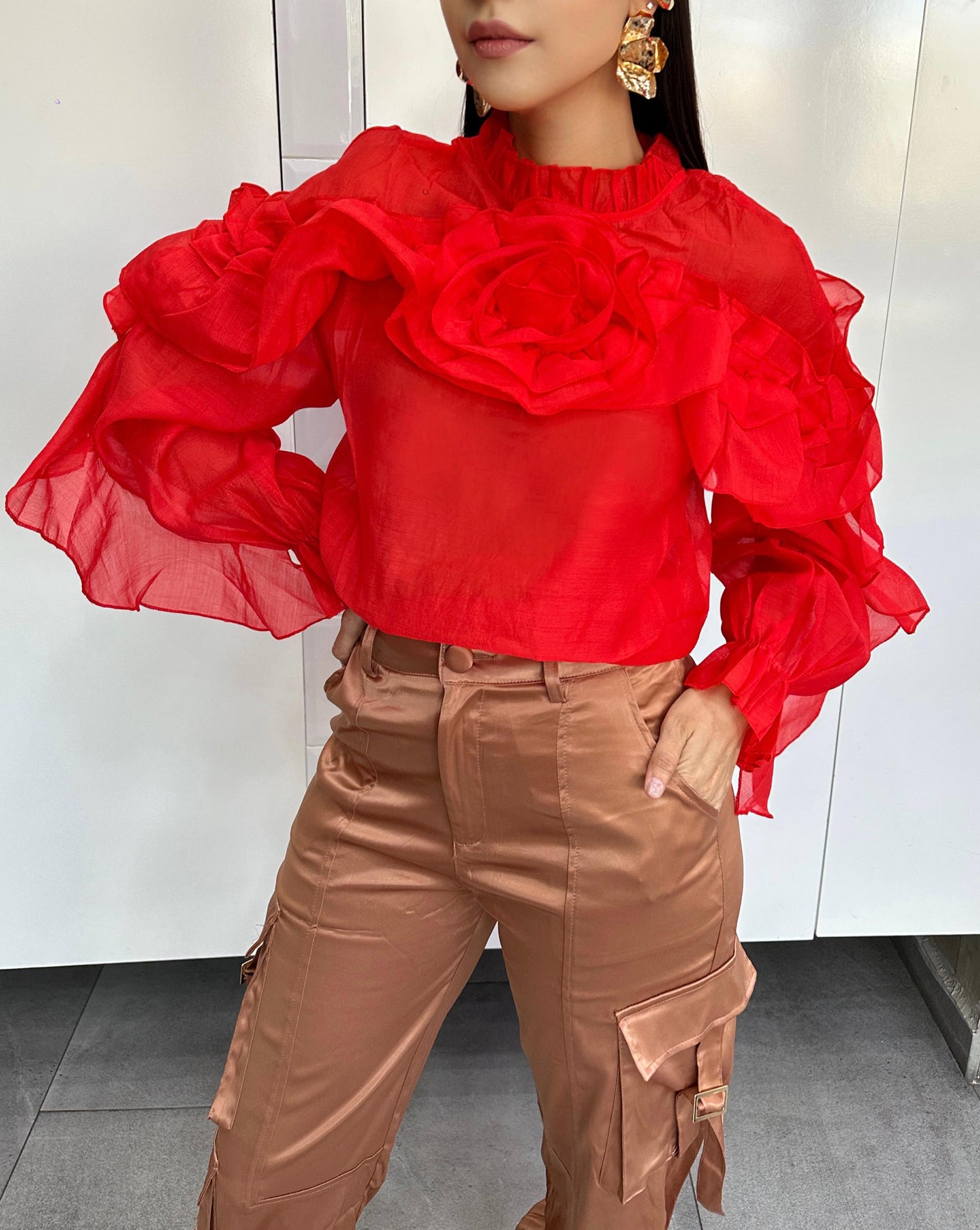 Blusa Flor Roja
